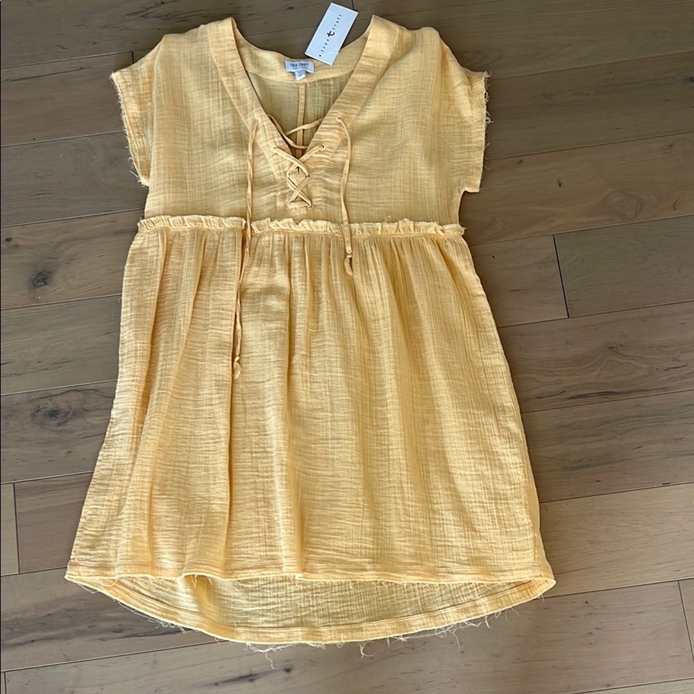 NEW Yellow Tie Front Sundress! SIZE SMALL
